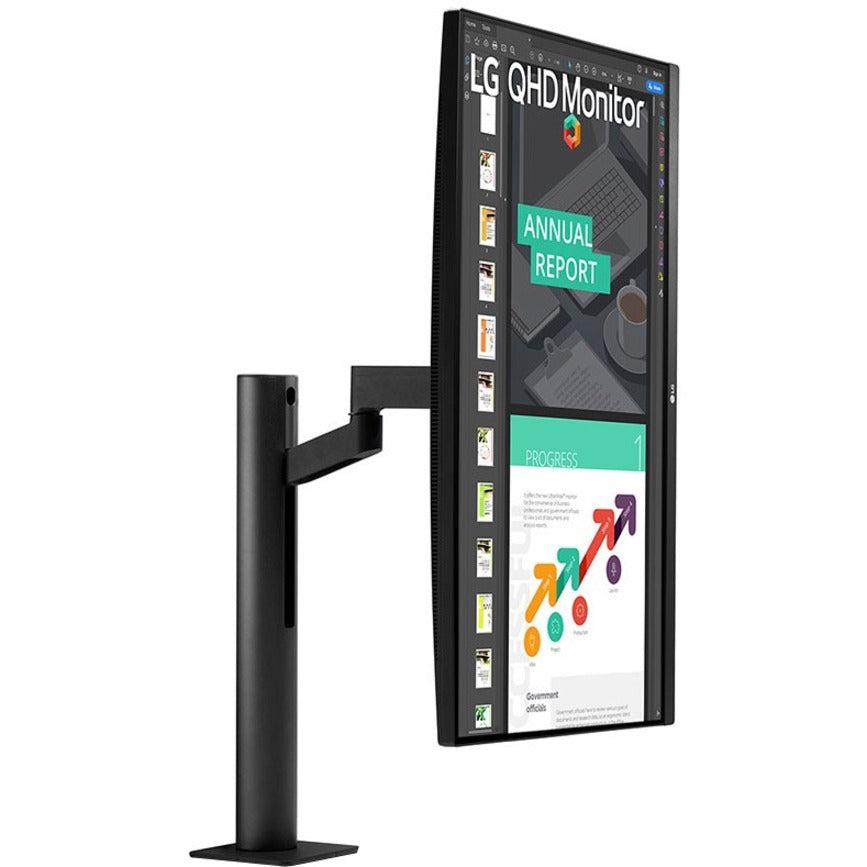 LG 27" IPS QHD Ergo Monitor - Ergonomic Stand USB Type-C | TechSoft 27BN88Q-B