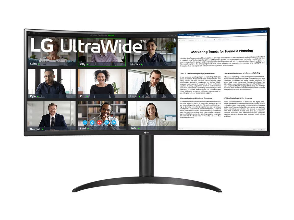 LG 34BR55QC-B 34" UltraWide Curved Monitor - WQHD IPS Display with HDR10 for Business Productivity