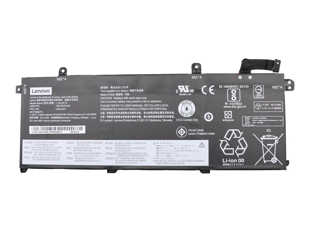 LG Chem - Notebook battery - lithium ion - 3-cell - 4372 mAh - 51 Wh - FRU - for ThinkPad P14s Gen 1; P43s; T14 Gen 1;