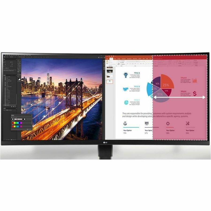 LG Ultrawide 34BQ77QC-B 34" Class Webcam WQHD Curved Screen LCD Monitor - 21:9 - Textured