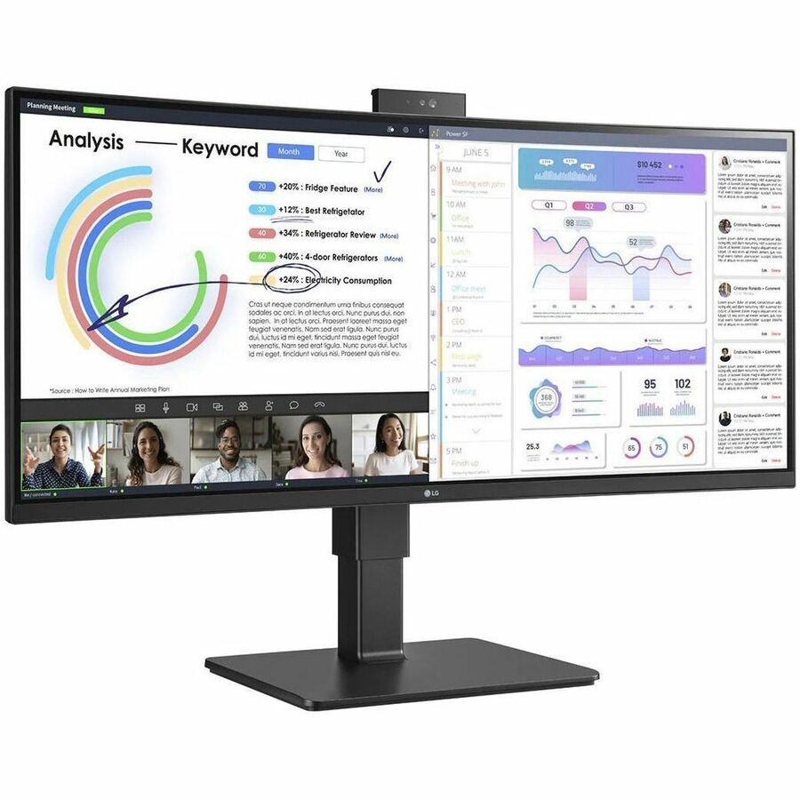 LG Ultrawide 34BQ77QC-B 34" Class Webcam WQHD Curved Screen LCD Monitor - 21:9 - Textured