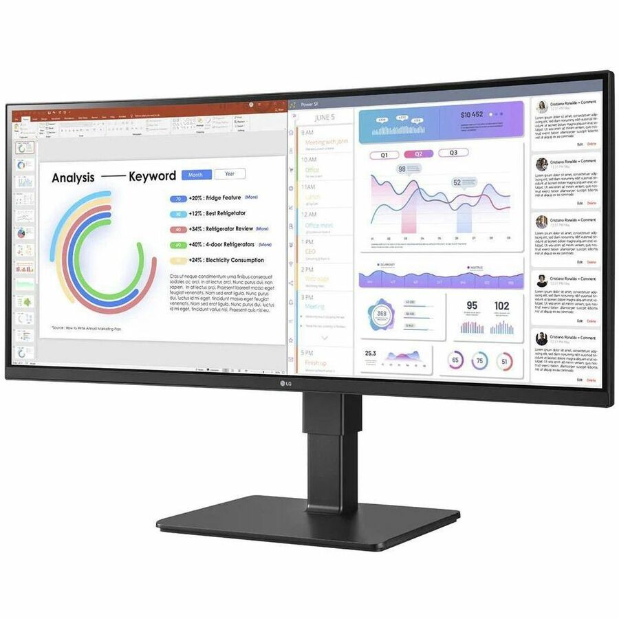LG Ultrawide 34BQ77QC-B 34" Class Webcam WQHD Curved Screen LCD Monitor - 21:9 - Textured