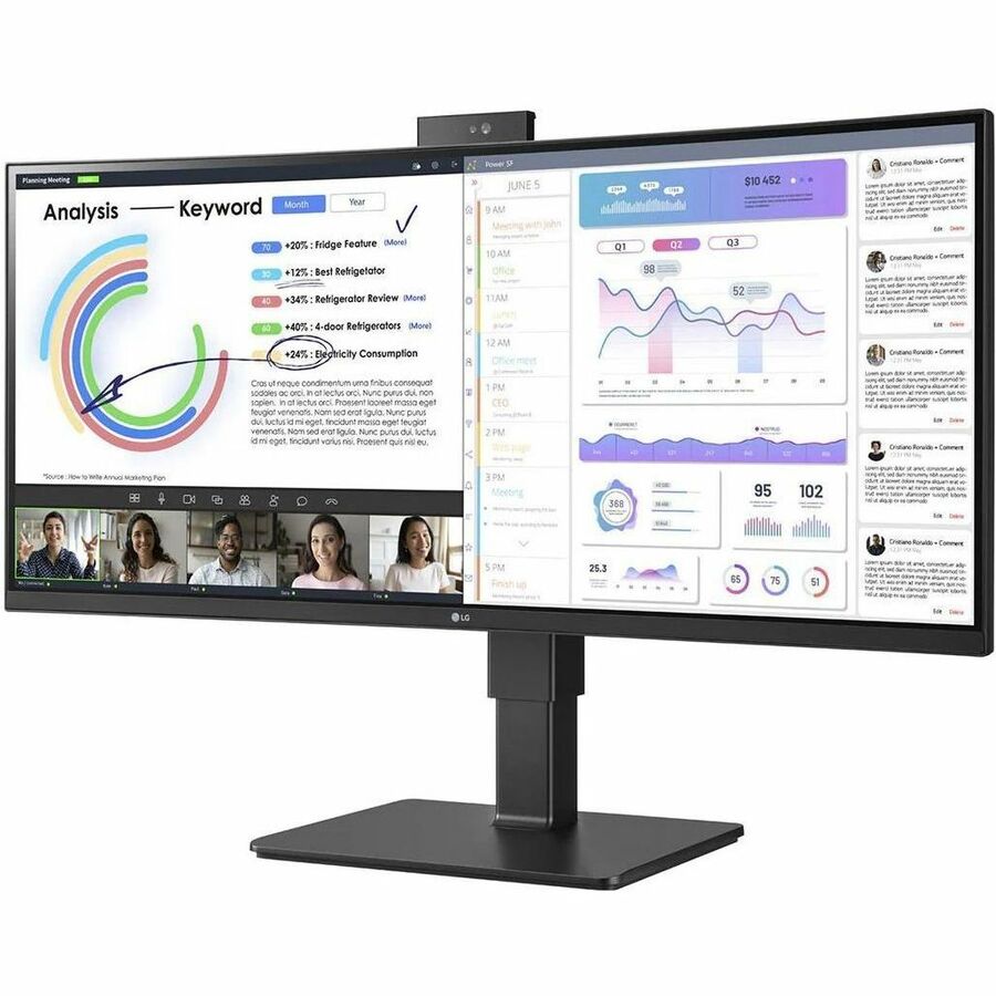 LG Ultrawide 34BQ77QC-B 34" Class Webcam WQHD Curved Screen LCD Monitor - 21:9 - Textured