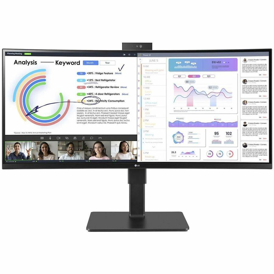 LG Ultrawide 34BQ77QC-B 34" Class Webcam WQHD Curved Screen LCD Monitor - 21:9 - Textured