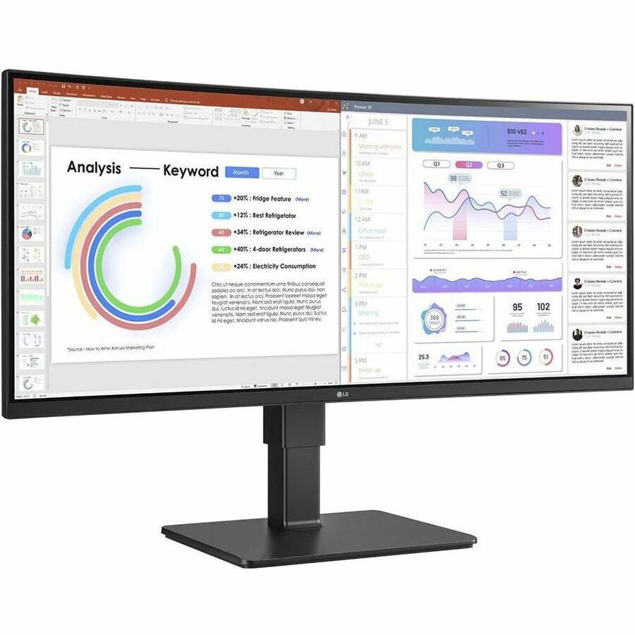 LG Ultrawide 34BQ77QC-B 34" Class Webcam WQHD Curved Screen LCD Monitor - 21:9 - Textured