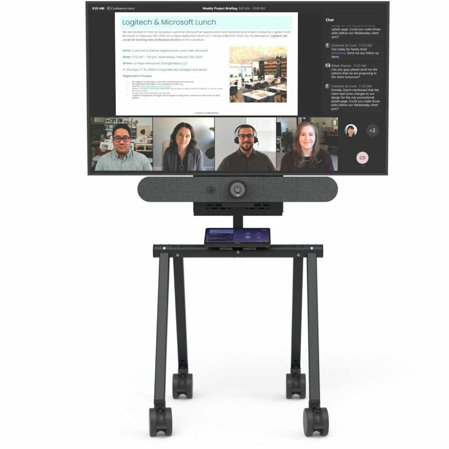 LOGITECH RBM & Heckler Rolling Stand for MTR-A with Locking Casters