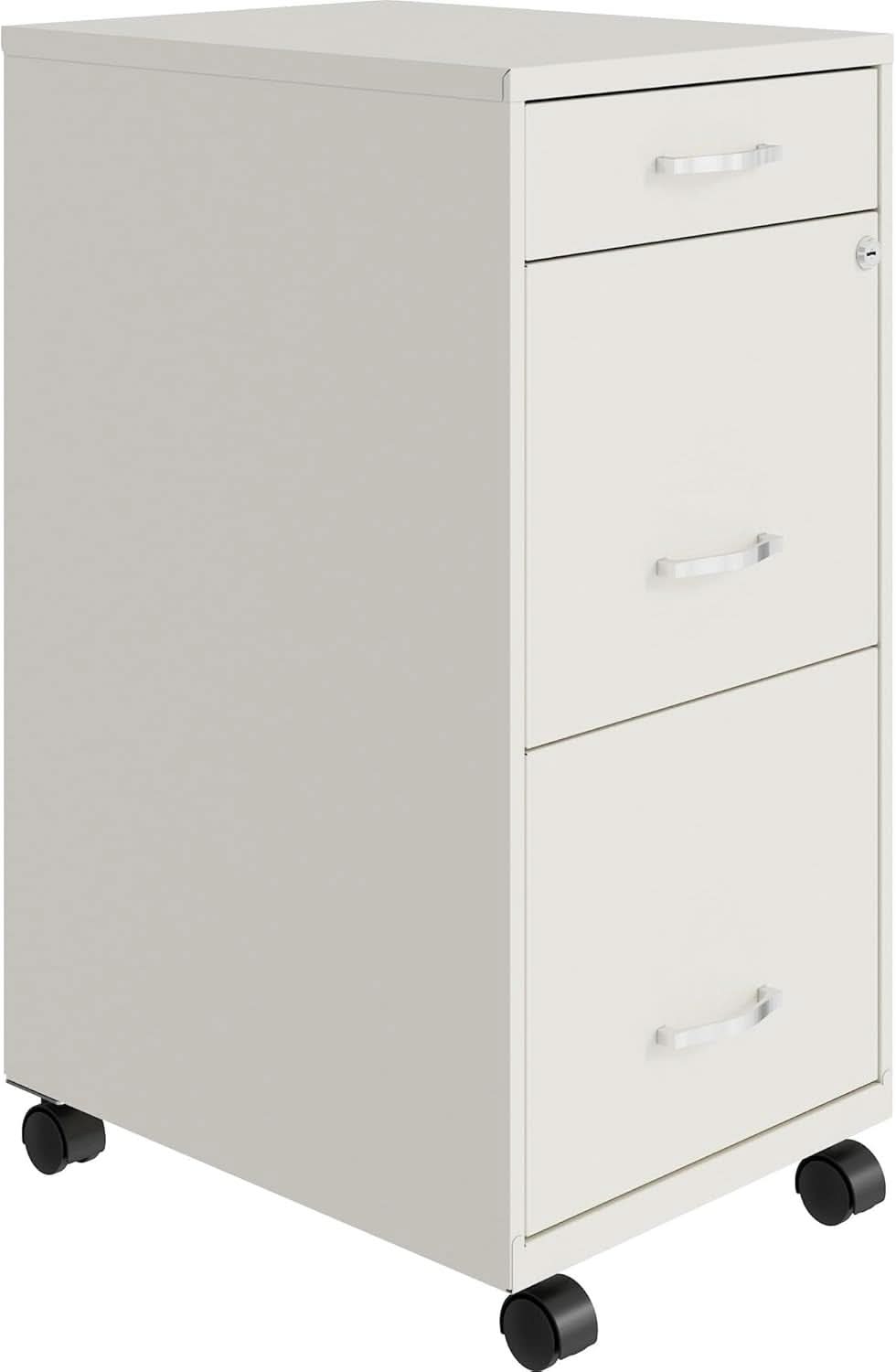 LYS SOHO White Mobile File Cabinet 3 Drawer 26.5x14.3x18 In