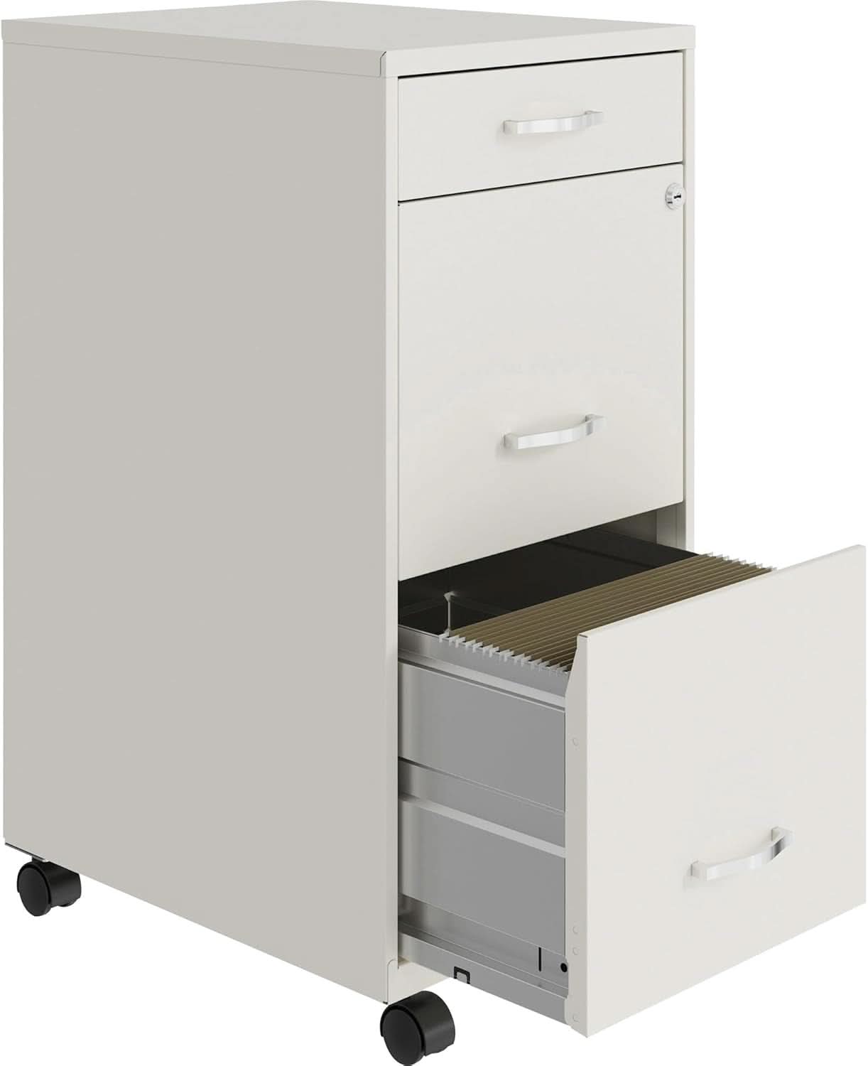 LYS SOHO White Mobile File Cabinet 3 Drawer 26.5x14.3x18 In