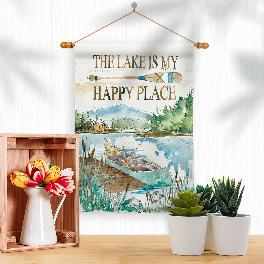 Lake Is Happy Place Outdoor Scenery Garden Flag