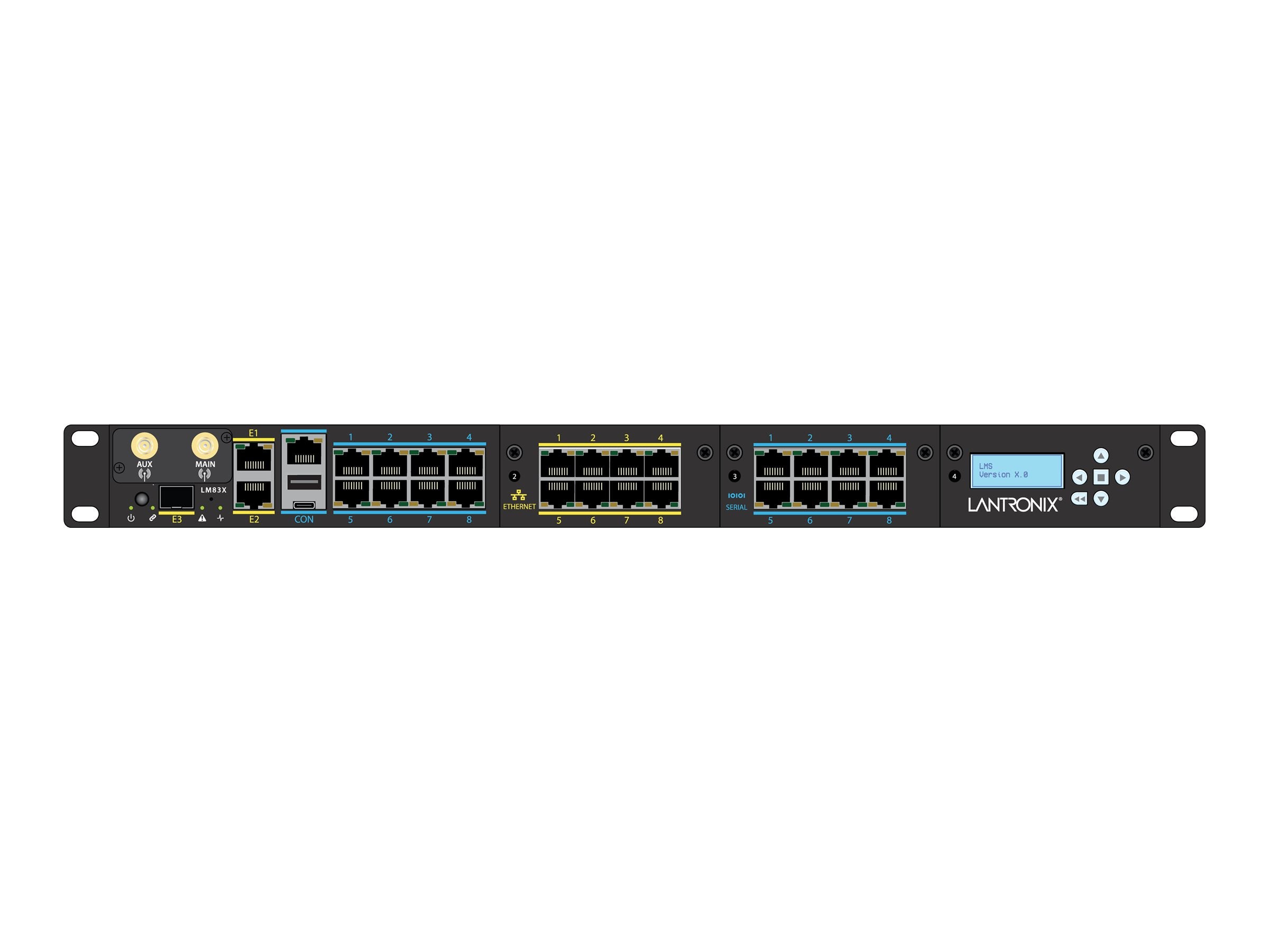Lantronix LM Series LM83X - Console server - 72 ports - USB, 1GbE, RS-232 - 1U - rack-mountable - TAA Compliant 83X-72S-554-NAA