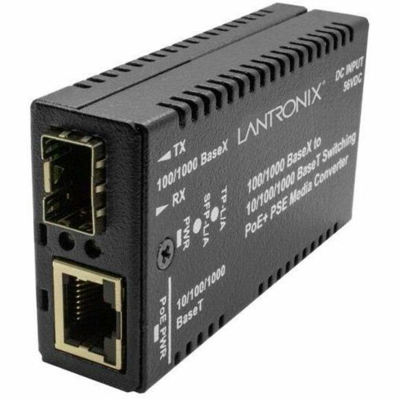 Lantronix M/GE-PSW-PSE-01 Transceiver/Media Converter - 1 x Network (RJ-45) - 1x PoE+