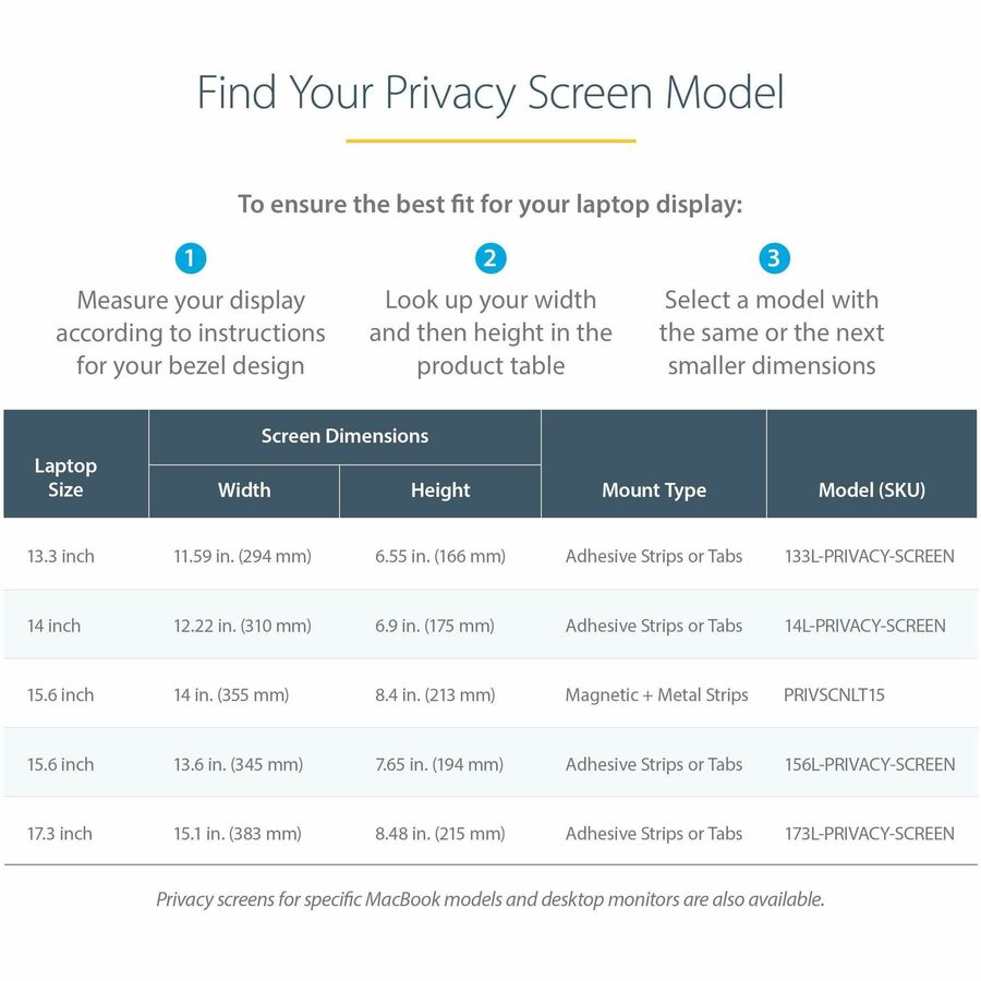 Laptop Privacy Screen for 15.6" Notebook - Magnetic Security Filter | StarTech PRIVSCNLT15