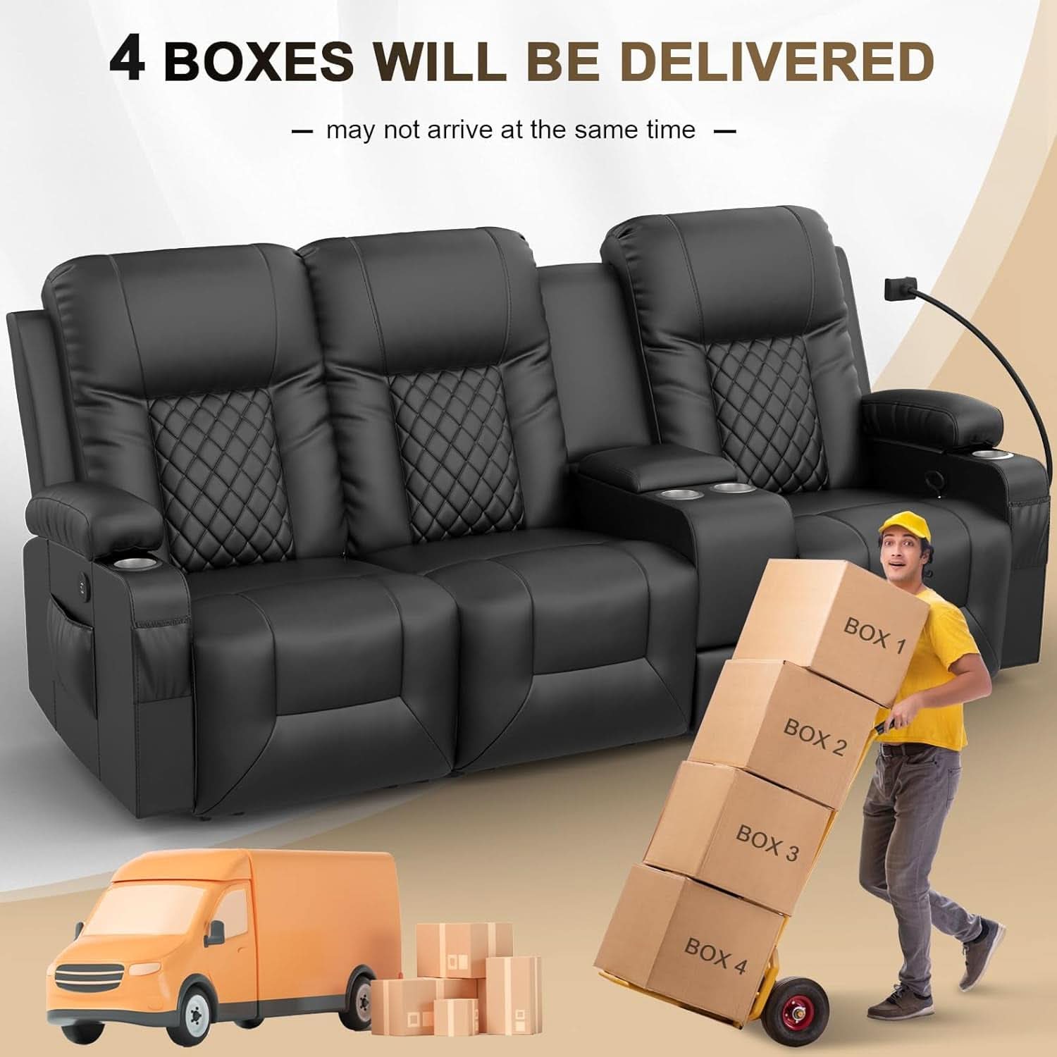 Large 3 Seat Recliner Sofa with USB Ports