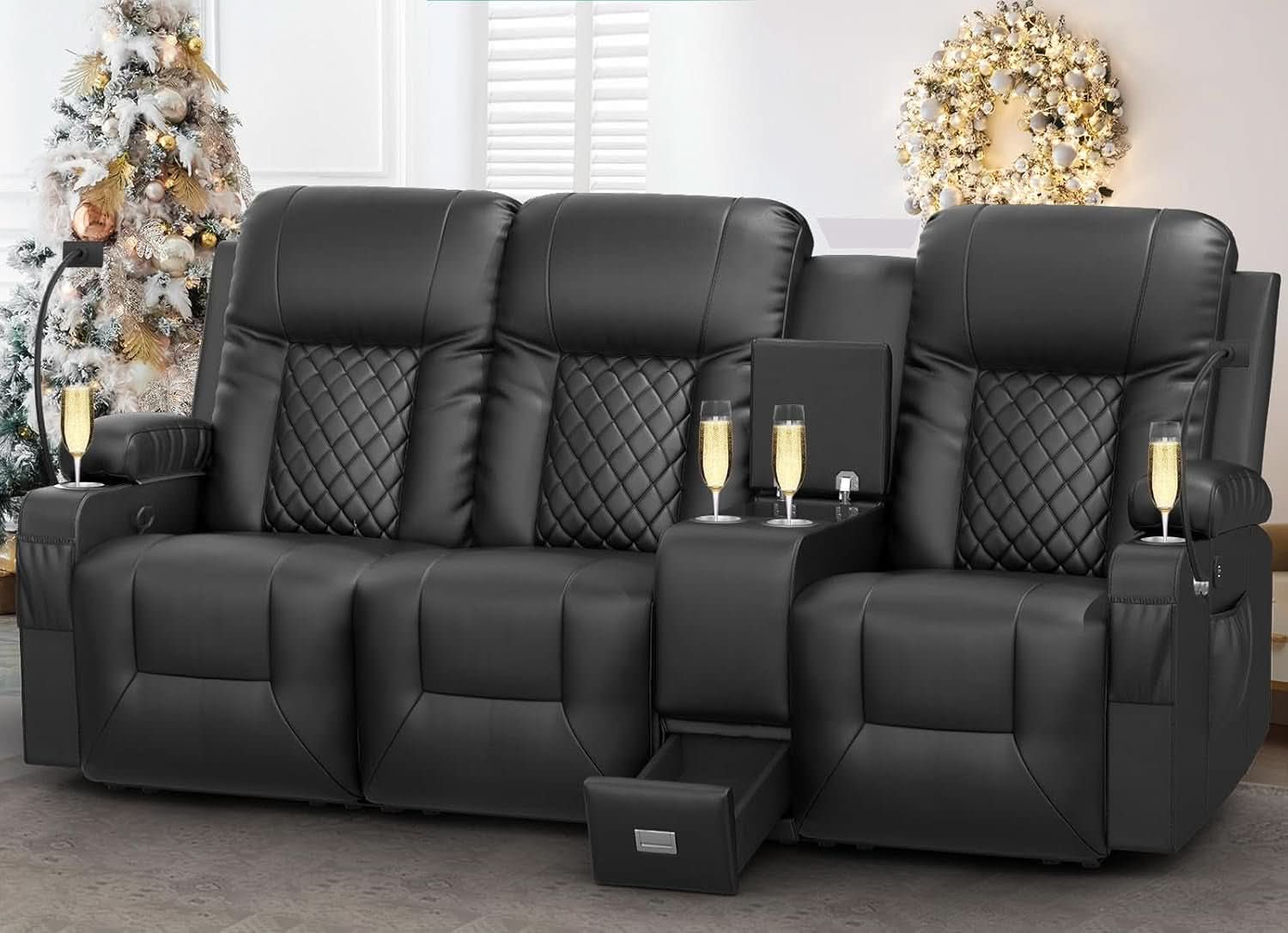 Large 3 Seat Recliner Sofa with USB Ports