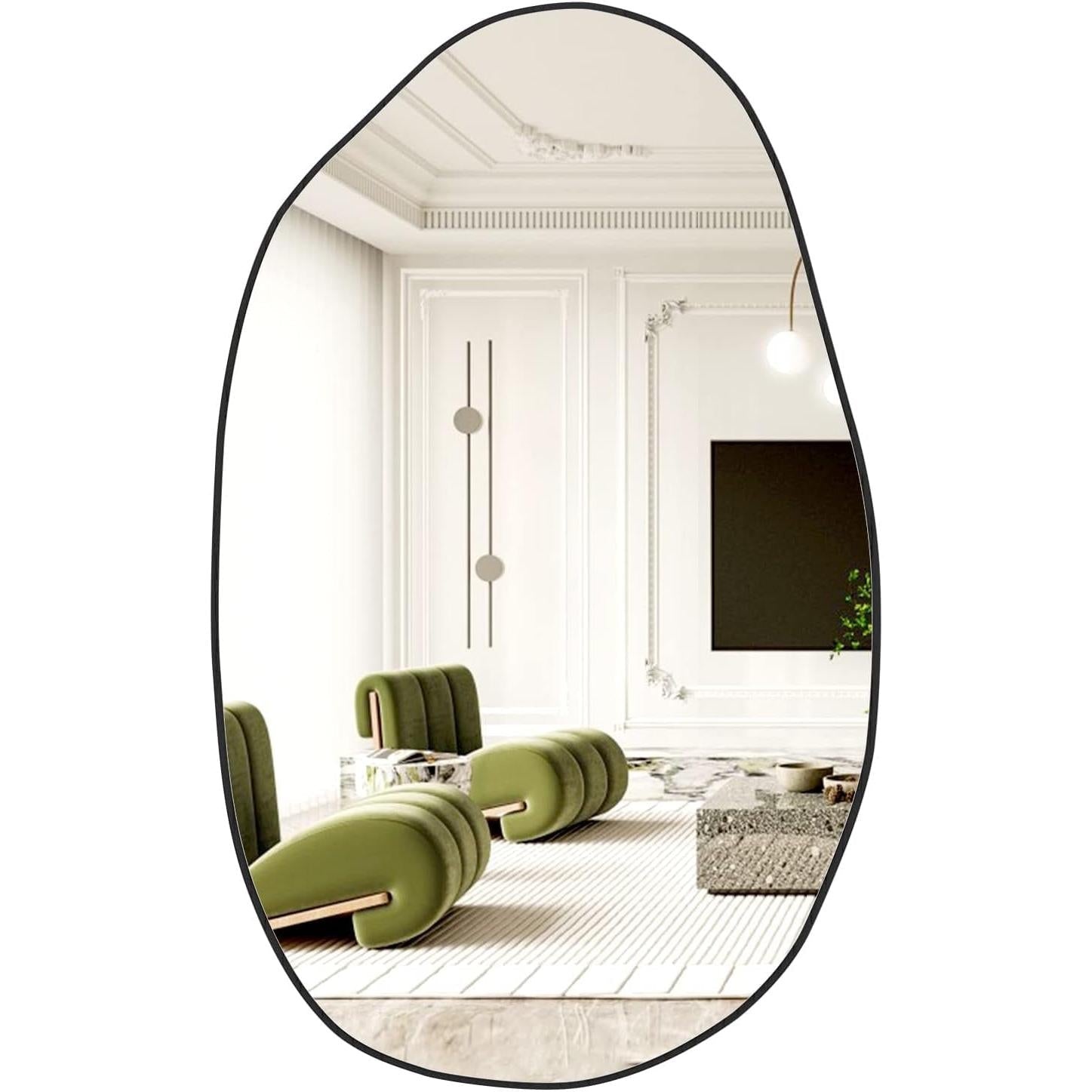 Large Asymmetrical Wall Mirror Black Bathroom Vanity Decor