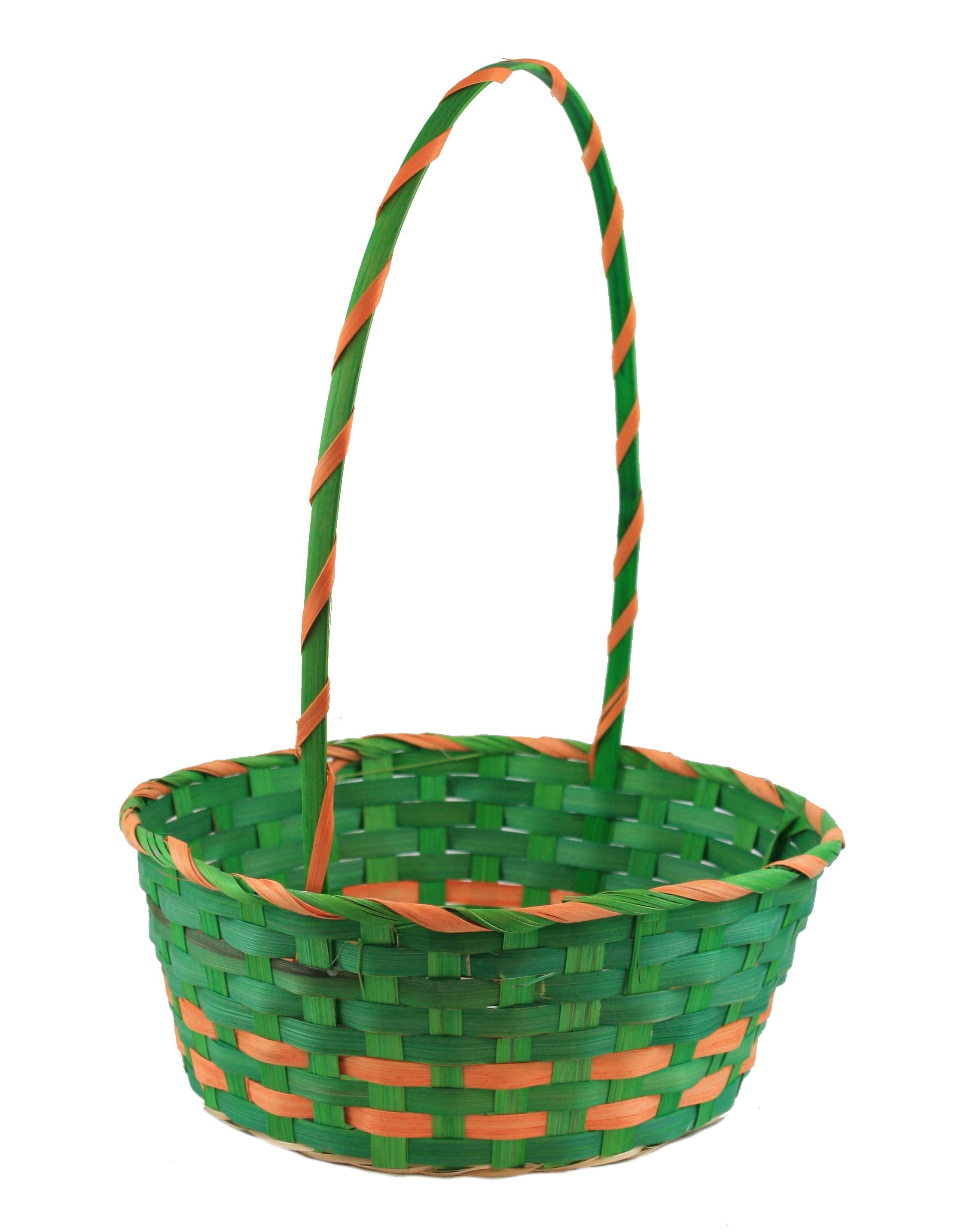 Large Bamboo Easter Basket with Wrapped Handle - Green