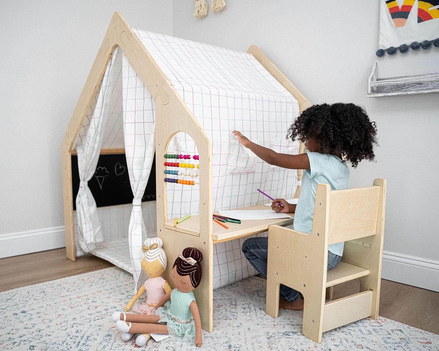 Large Colorful Indoor Playhouse FiveInOne Chalkboard