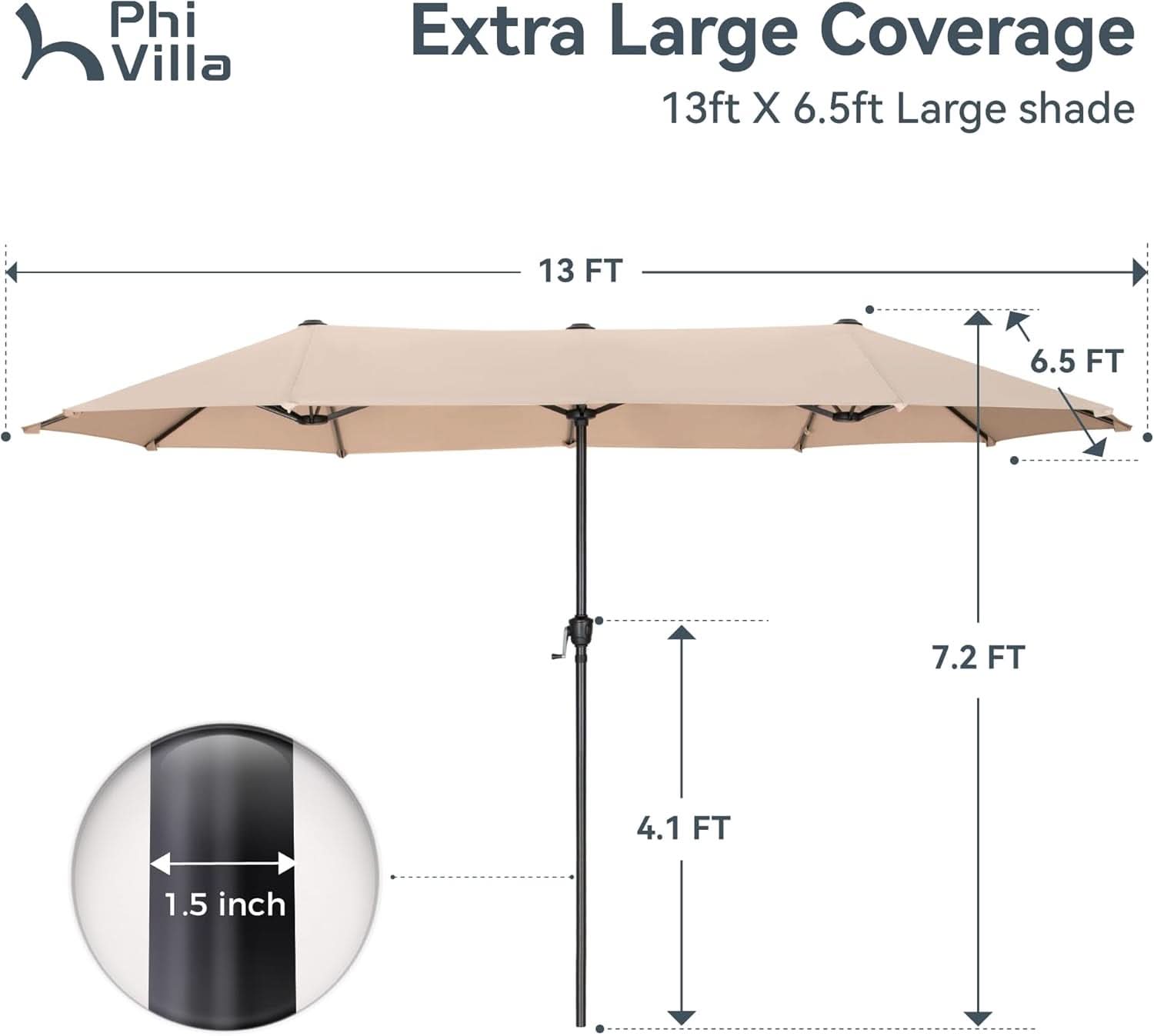 Large Double-Sided Patio Umbrella with Easy Crank System