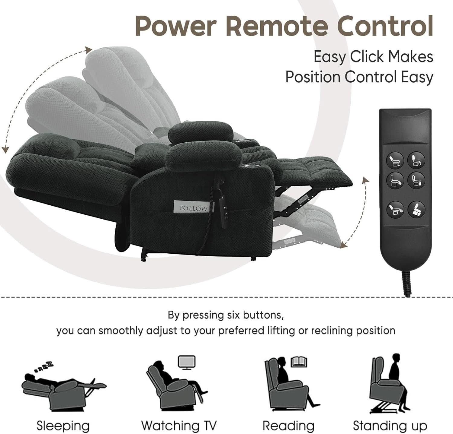 Large Dual Motor Lay Flat Power Lift Recliner Chair Grey