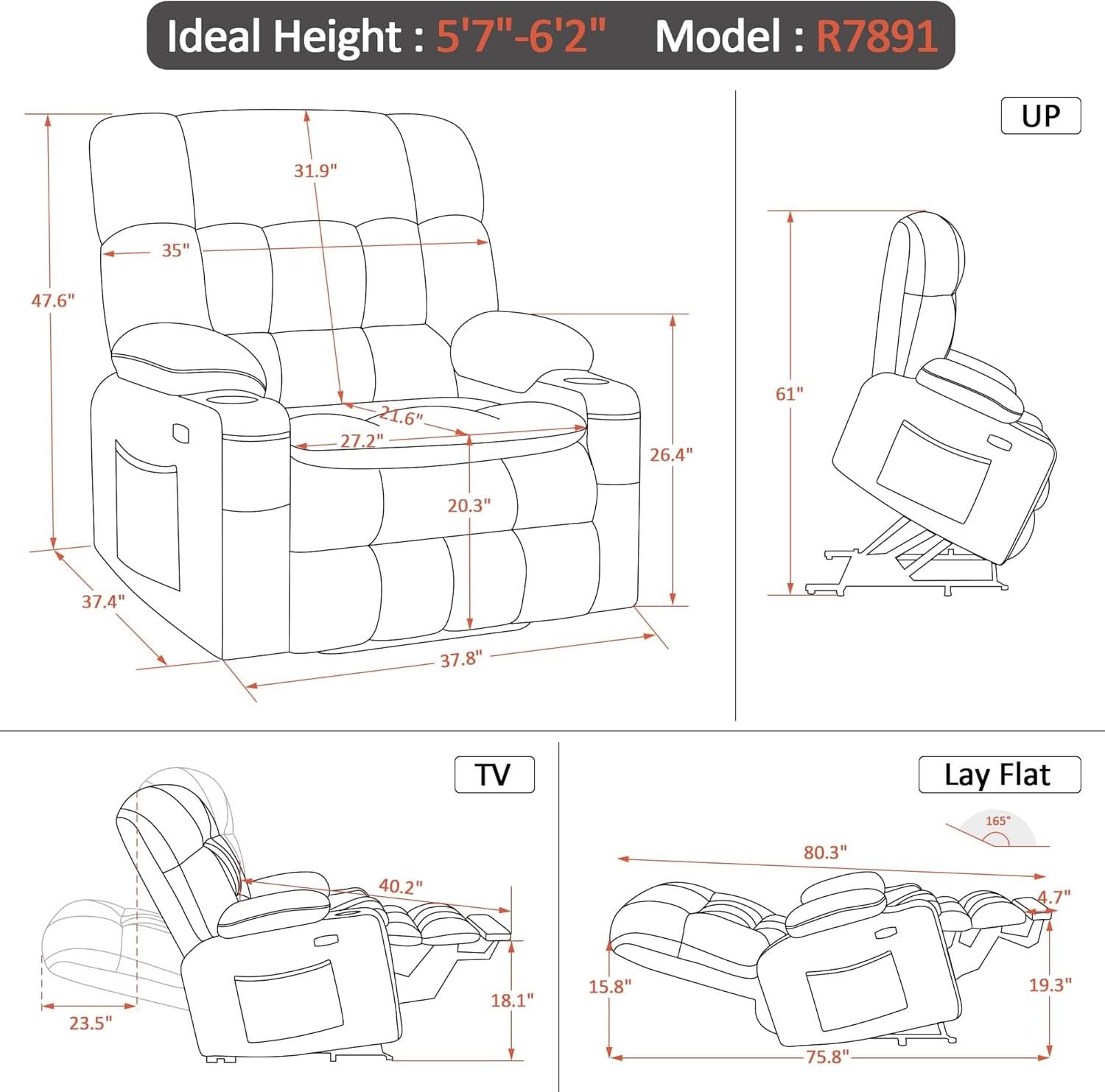 Large Dual Motor Power Lift Recliner Chair Massage Beige