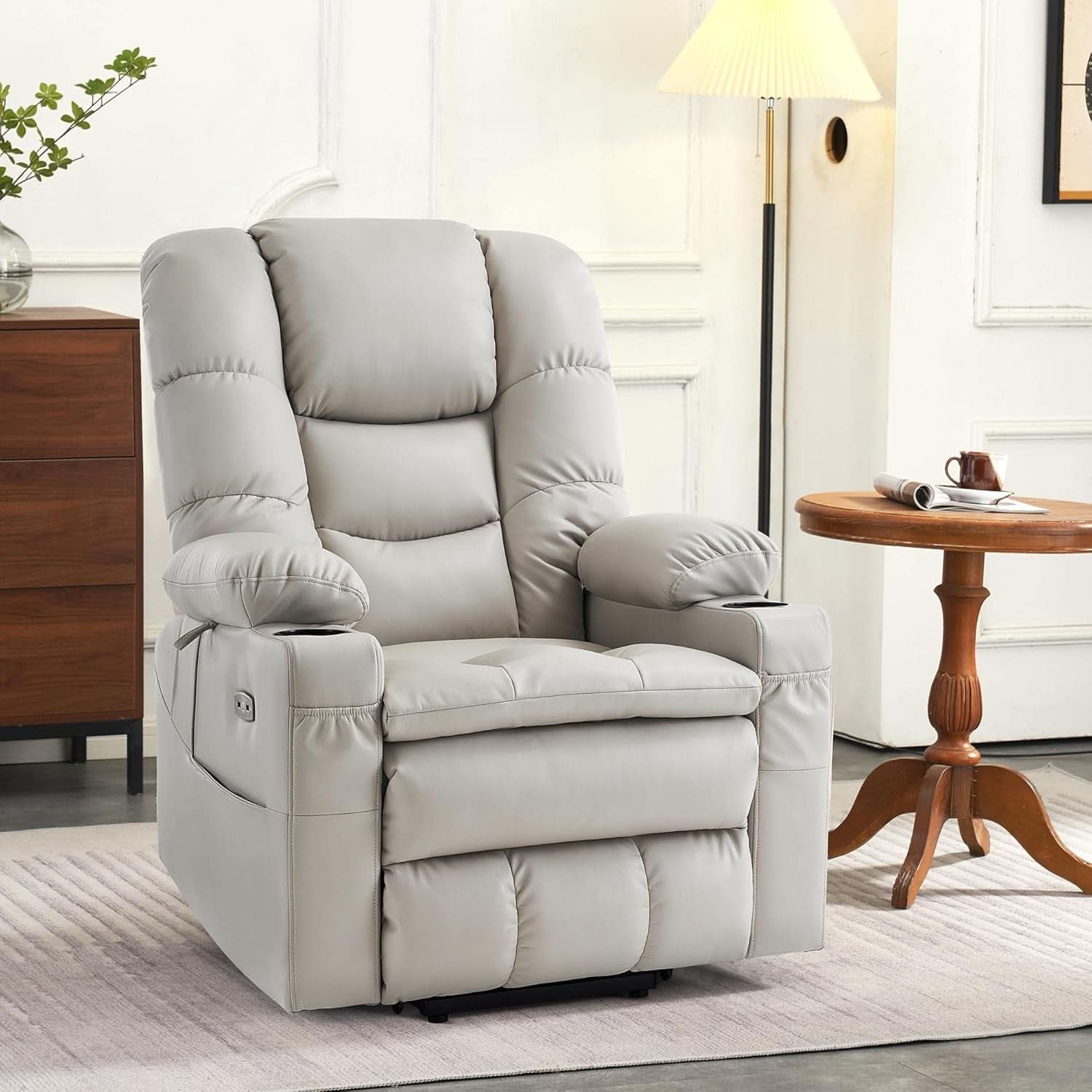 Large Dual Motor Power Lift Recliner With Massage And Heat