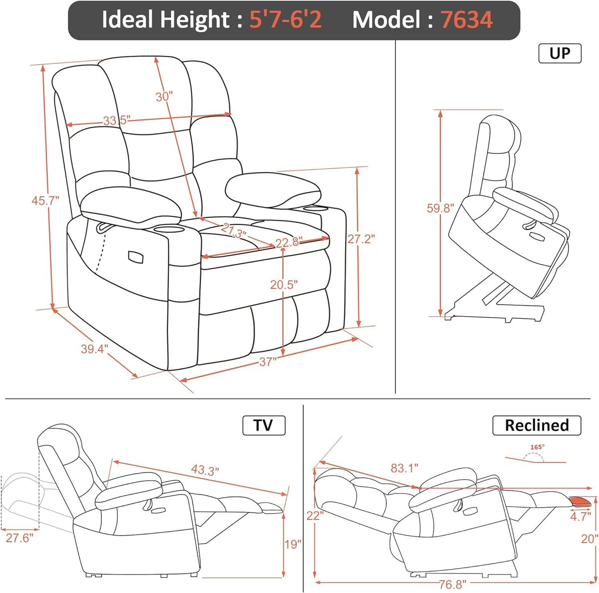 Large Dual Motor Power Lift Recliner With Massage And Heat