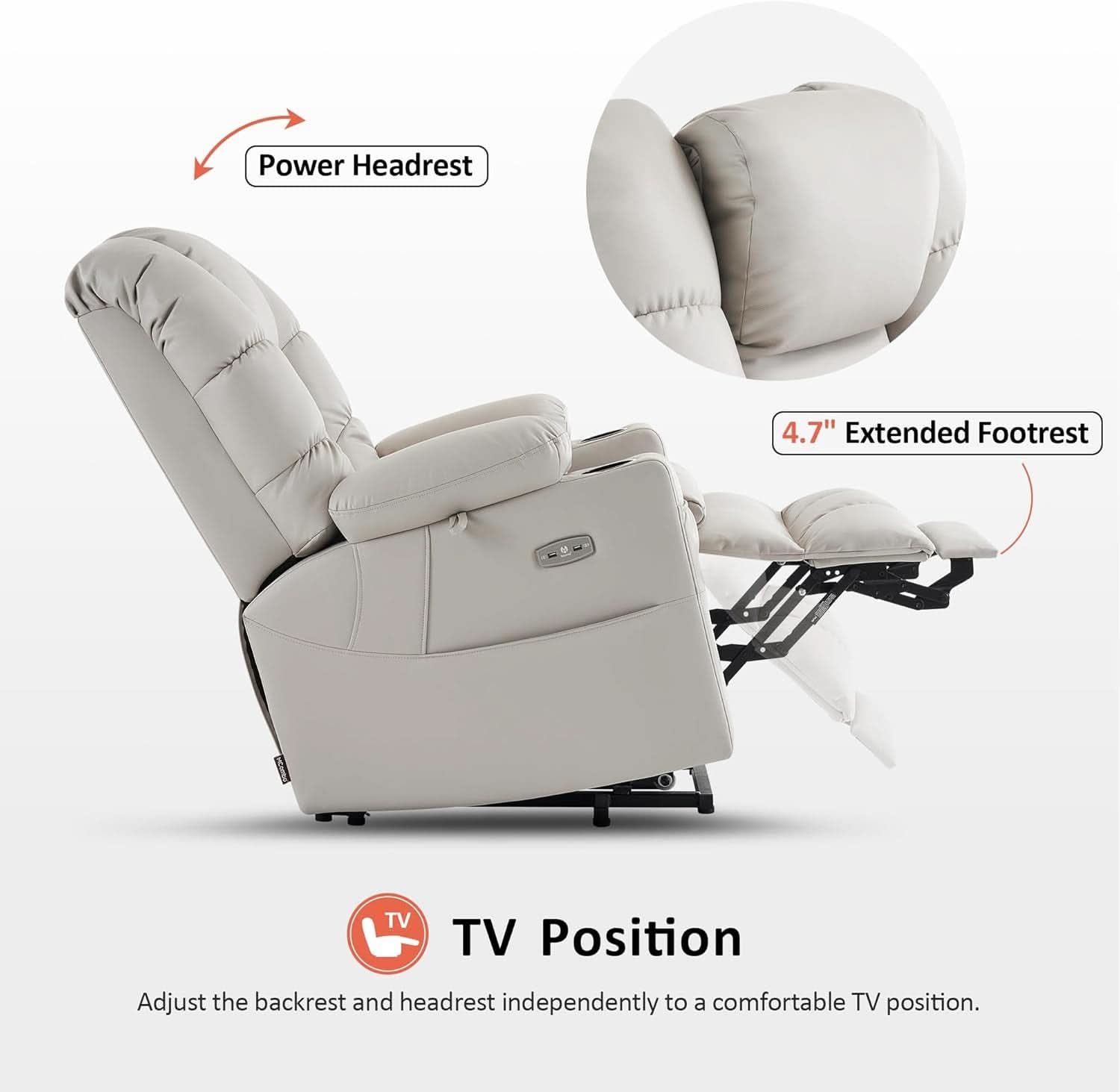 Large Dual Motor Power Lift Recliner With Massage And Heat