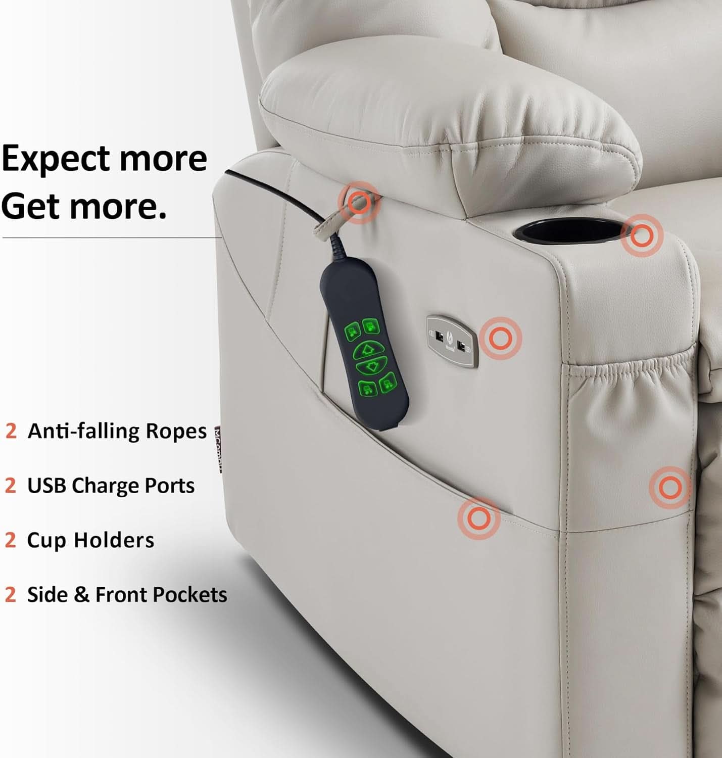 Large Dual Motor Power Lift Recliner With Massage And Heat