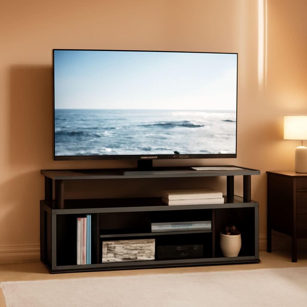 Large Entertainment Center for 55 Inch TV Oak and Black