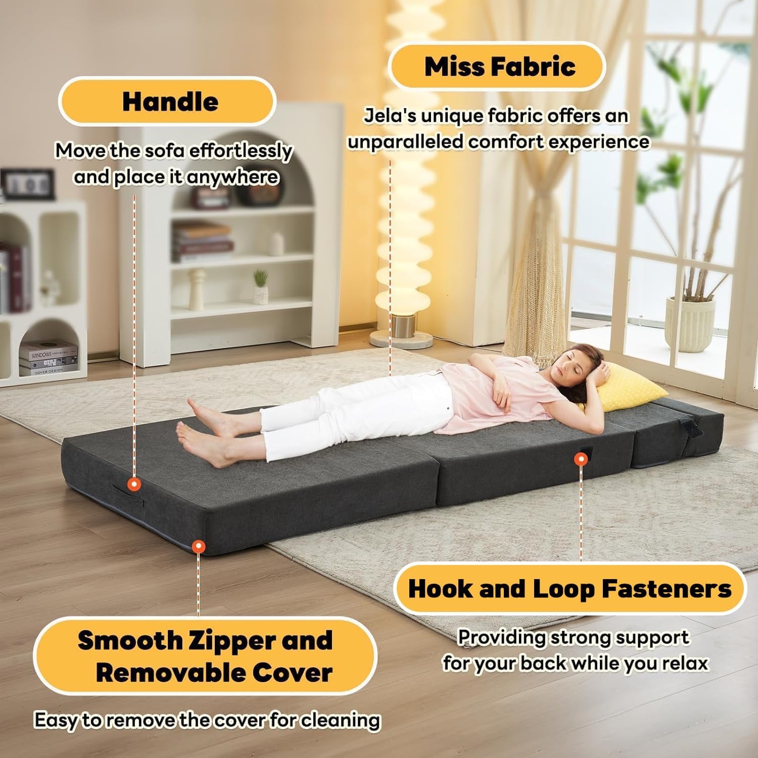 Large Foldable Sofa Bed Soft Foam Convertible Chair