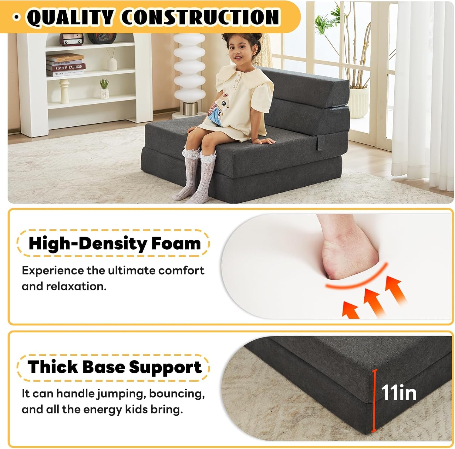 Large Foldable Sofa Bed Soft Foam Convertible Chair