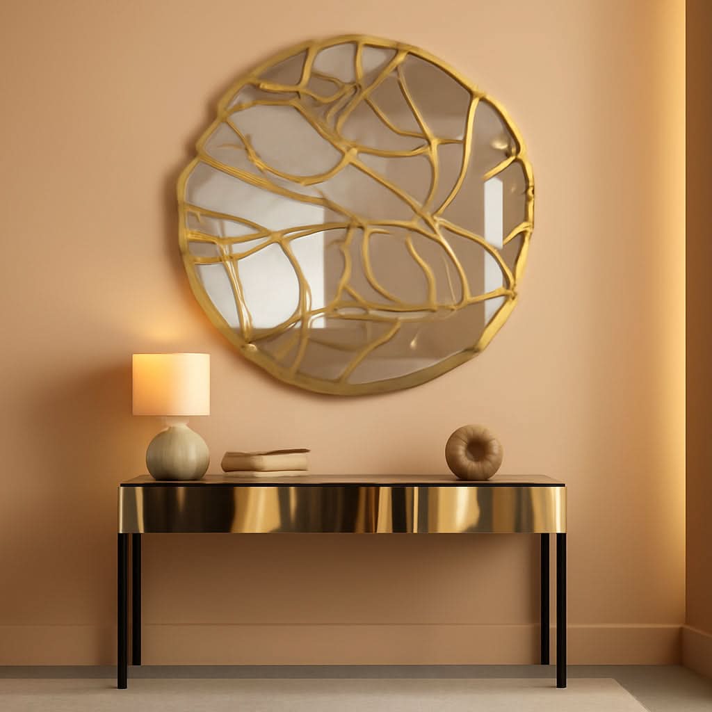 Large Gold Irregular Frame Wall Mirror Living Room Decor