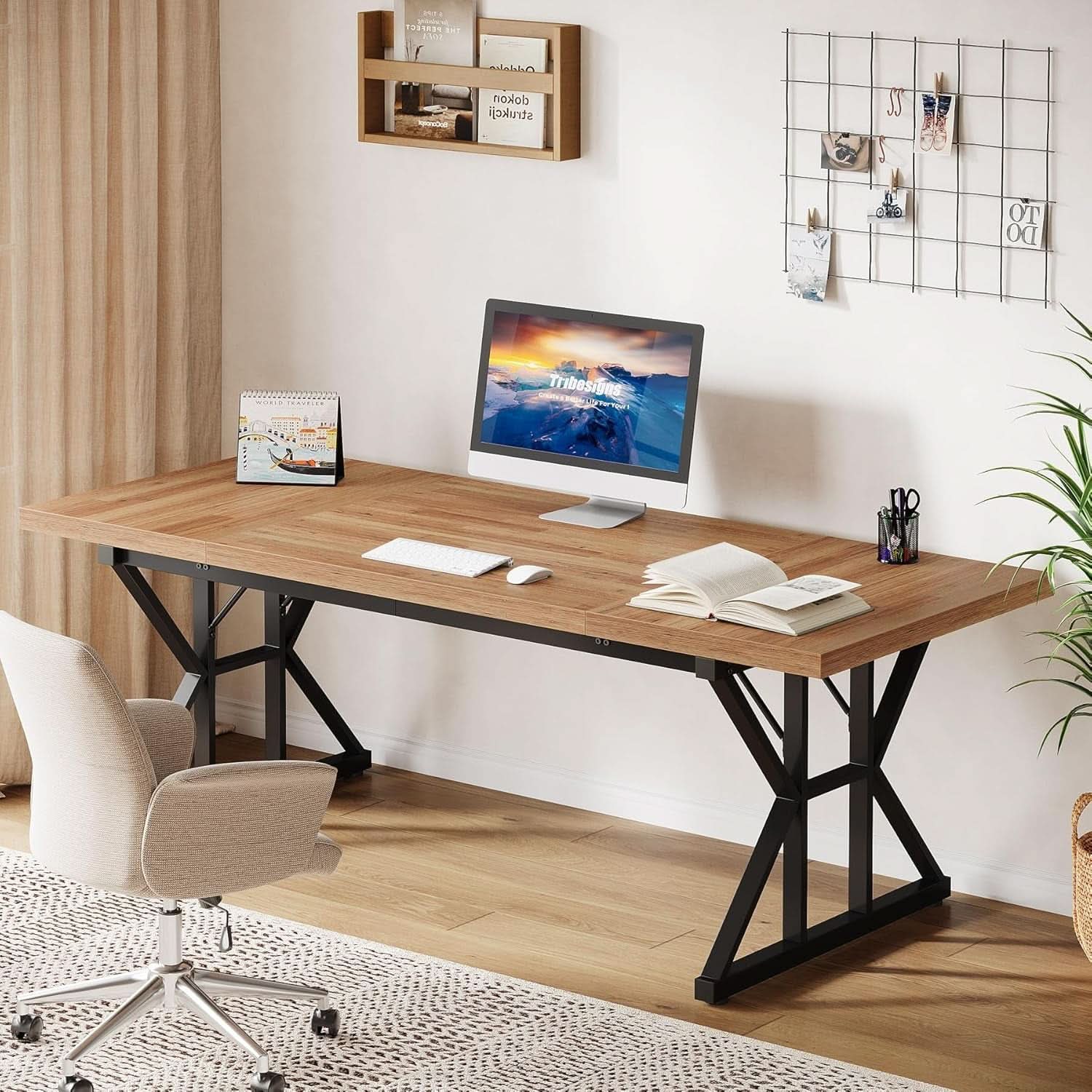 Large Industrial Executive Desk for Home Office Use