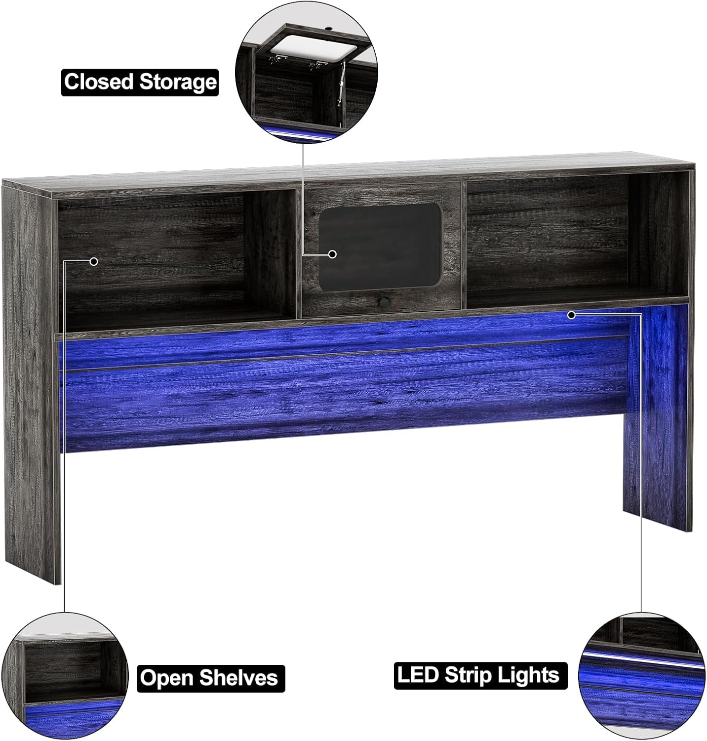 Large L Shaped Desk with Drawers and LED Lights