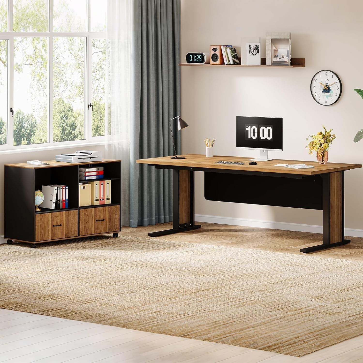 Large L Shaped Executive Desk with File Storage
