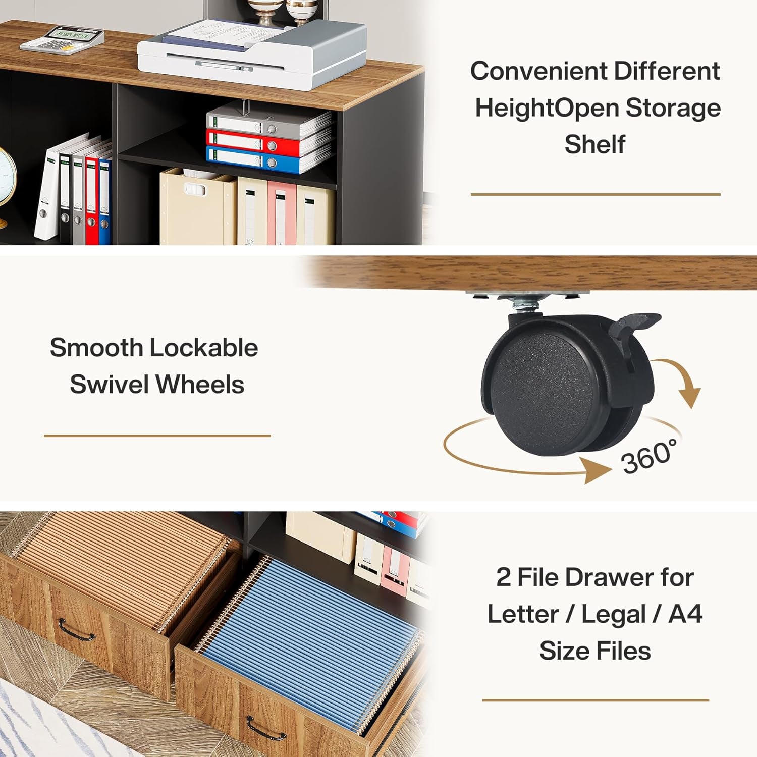 Large L Shaped Executive Desk with File Storage