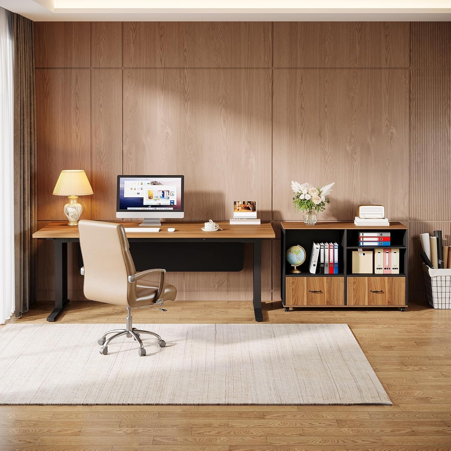 Large L Shaped Executive Desk with File Storage