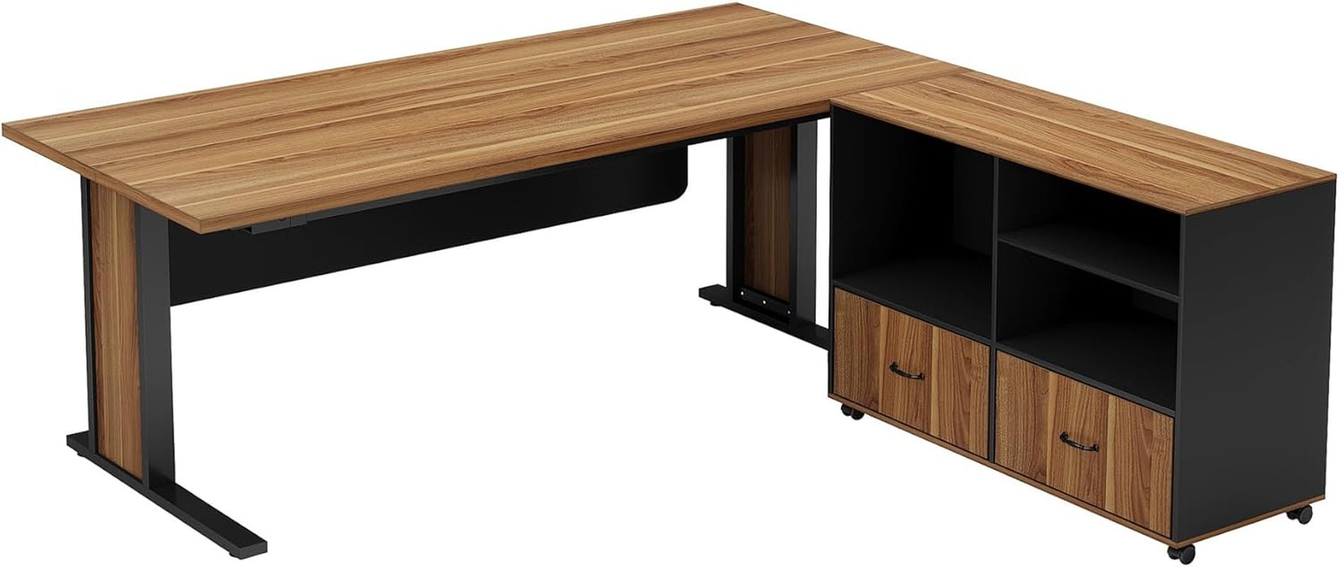 Large L Shaped Executive Desk with File Storage
