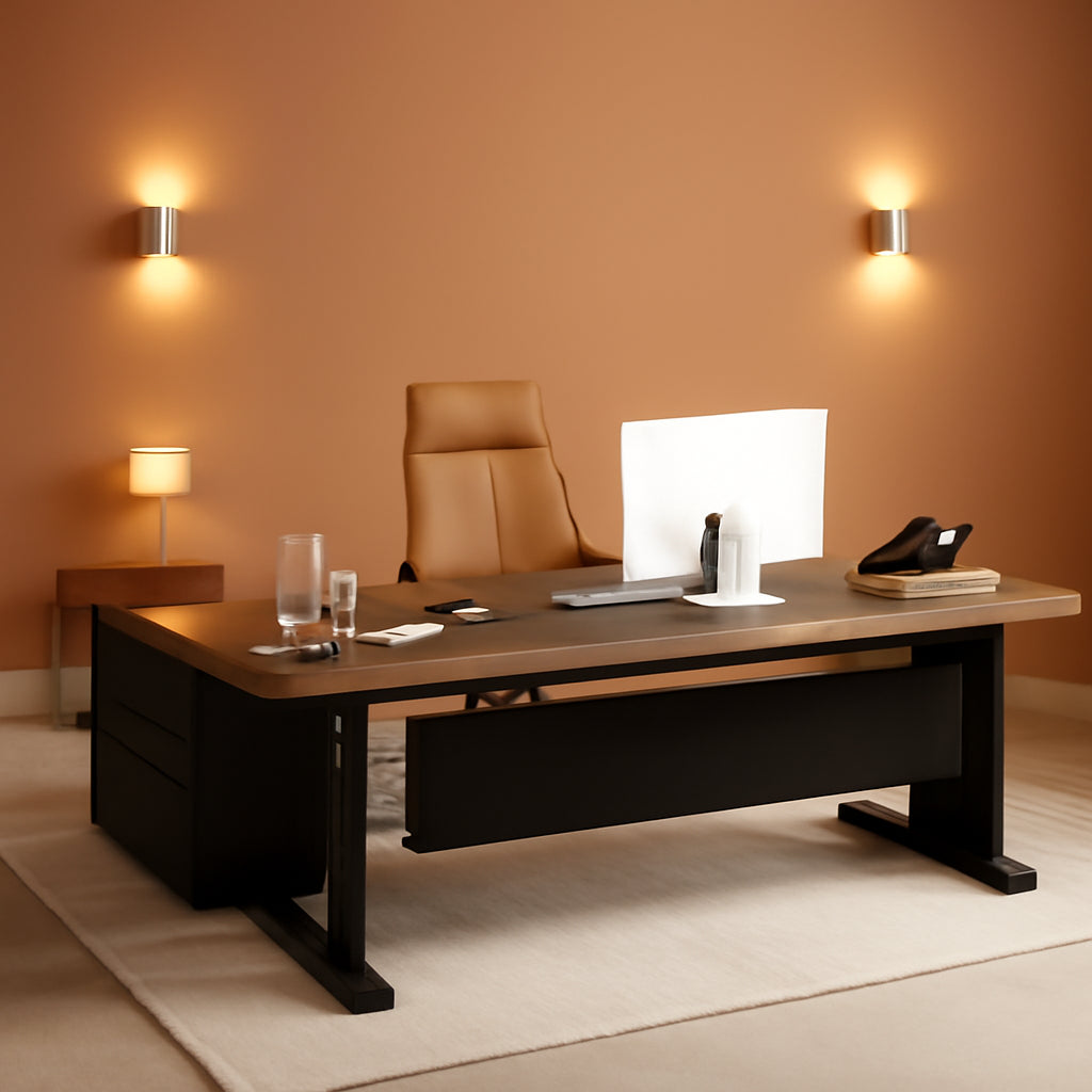 Large L Shaped Executive Desk with File Storage
