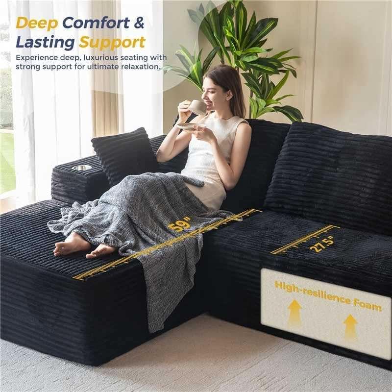 Large Modular Sectional Couch with L-Shape Chaise