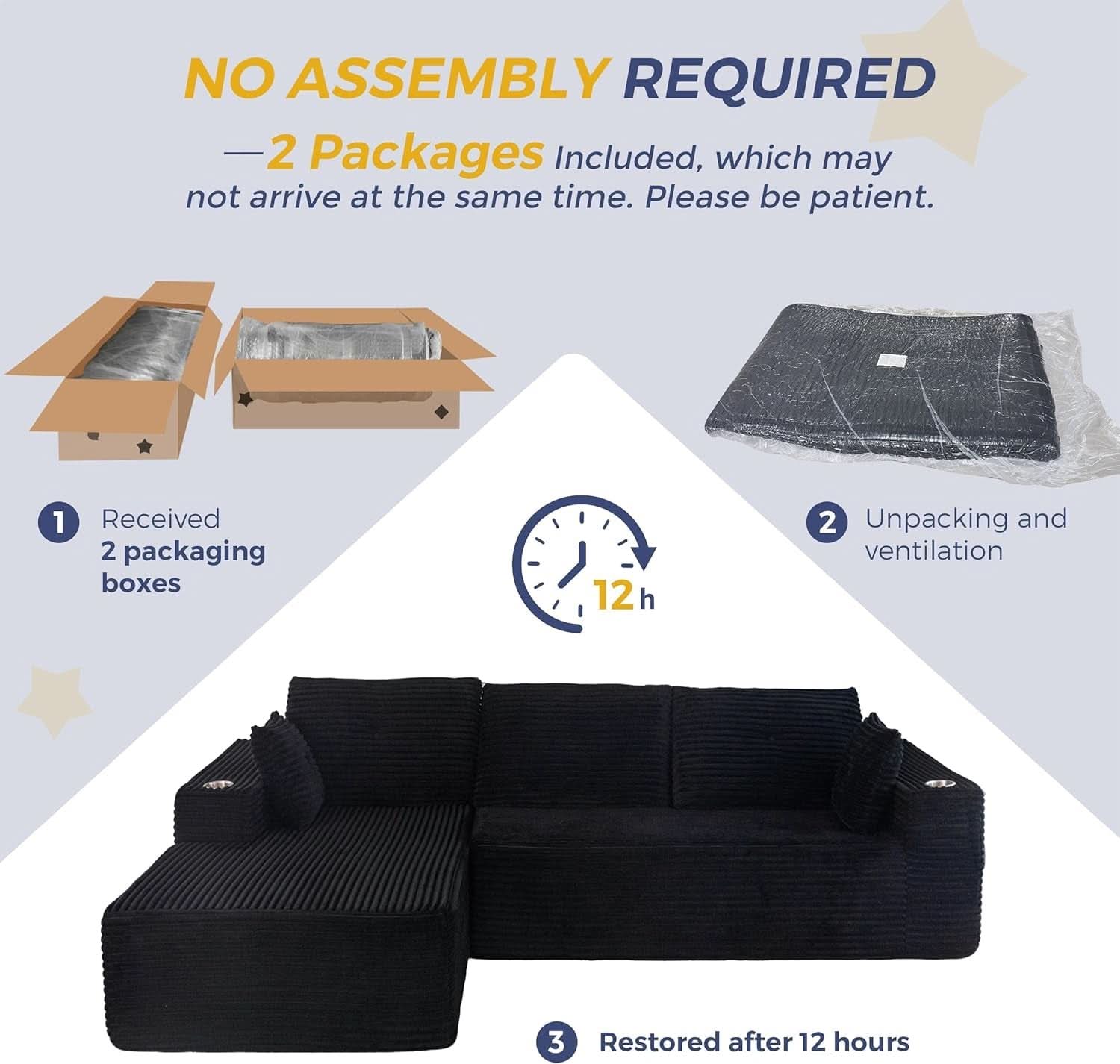 Large Modular Sectional Couch with L-Shape Chaise