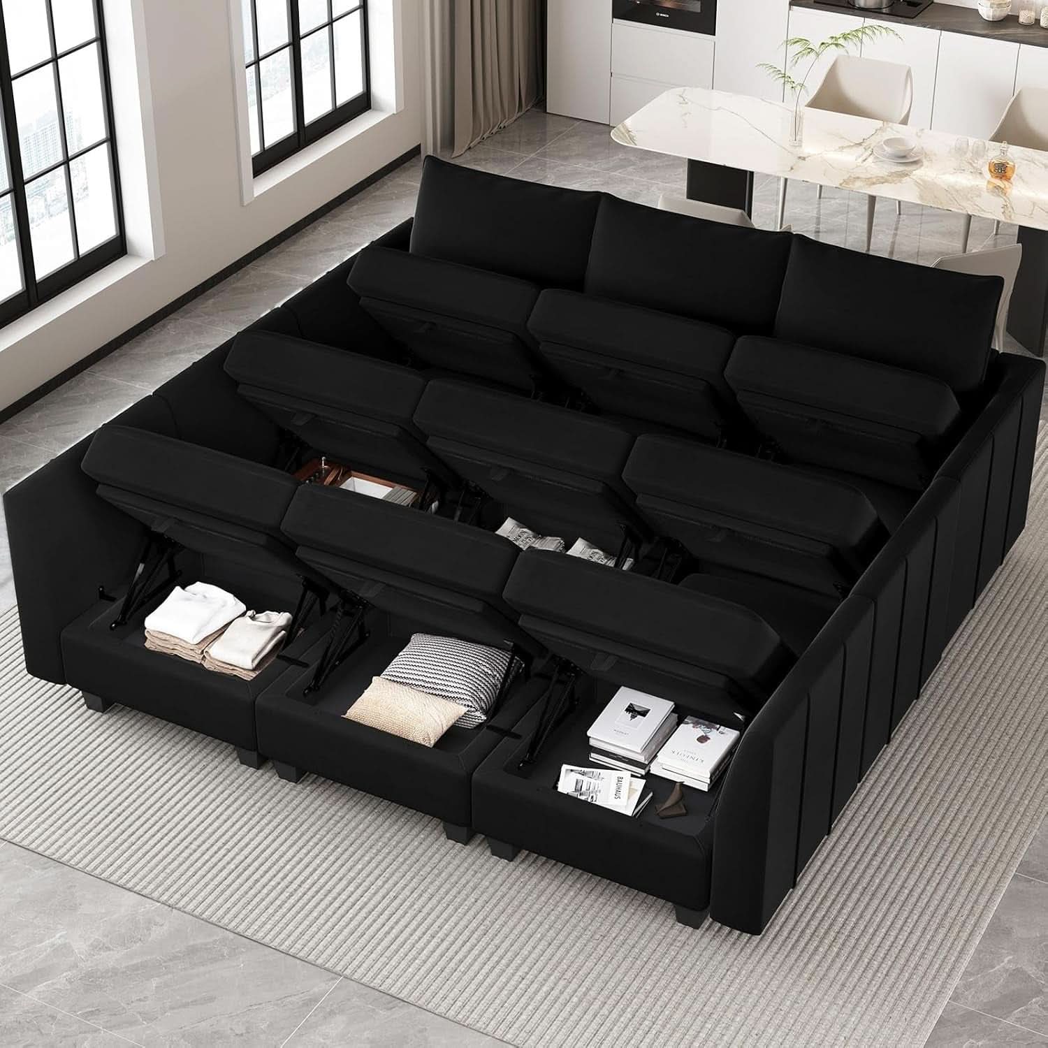 Large Modular Sectional Sofa Bed with Storage Comfort