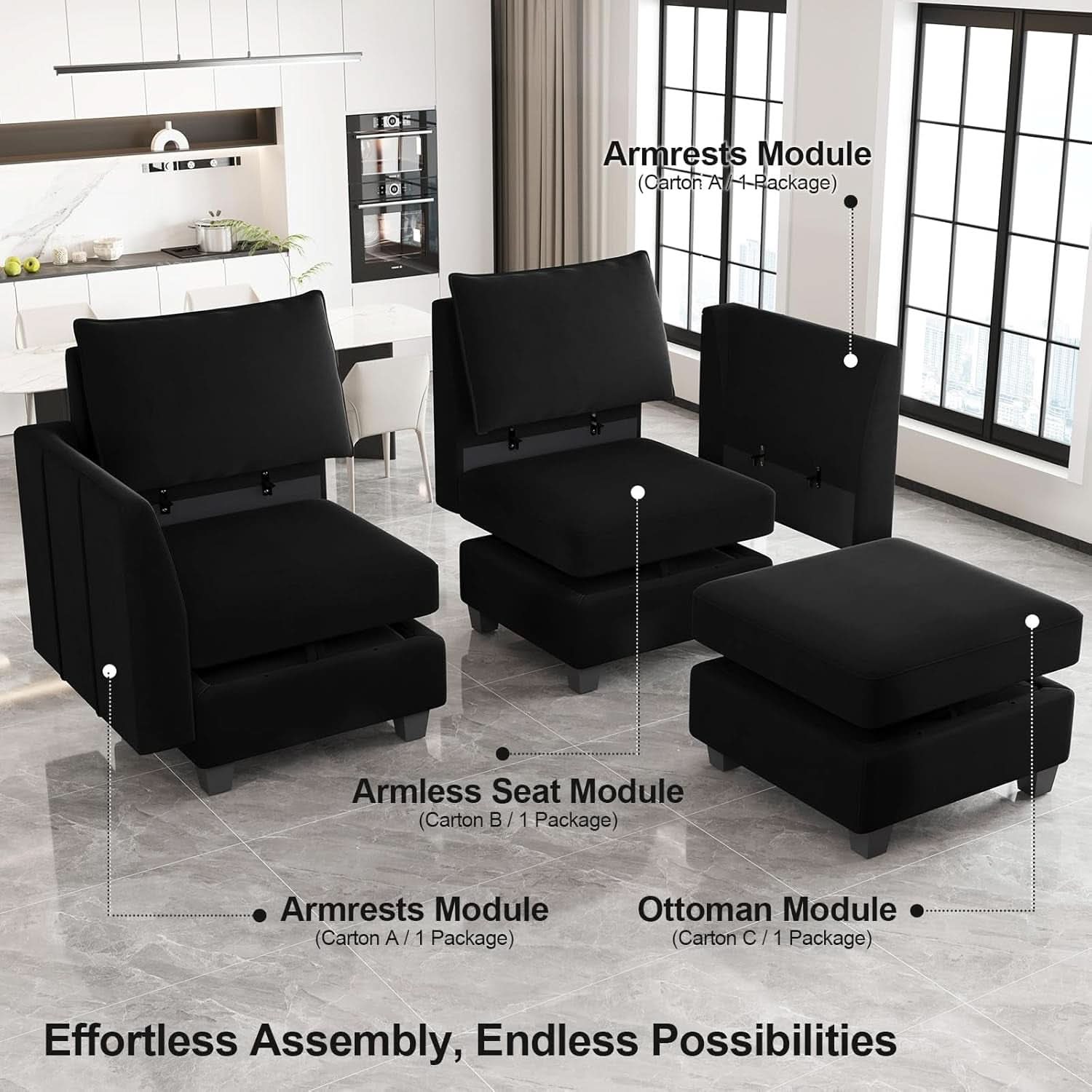 Large Modular Sectional Sofa Bed with Storage Comfort