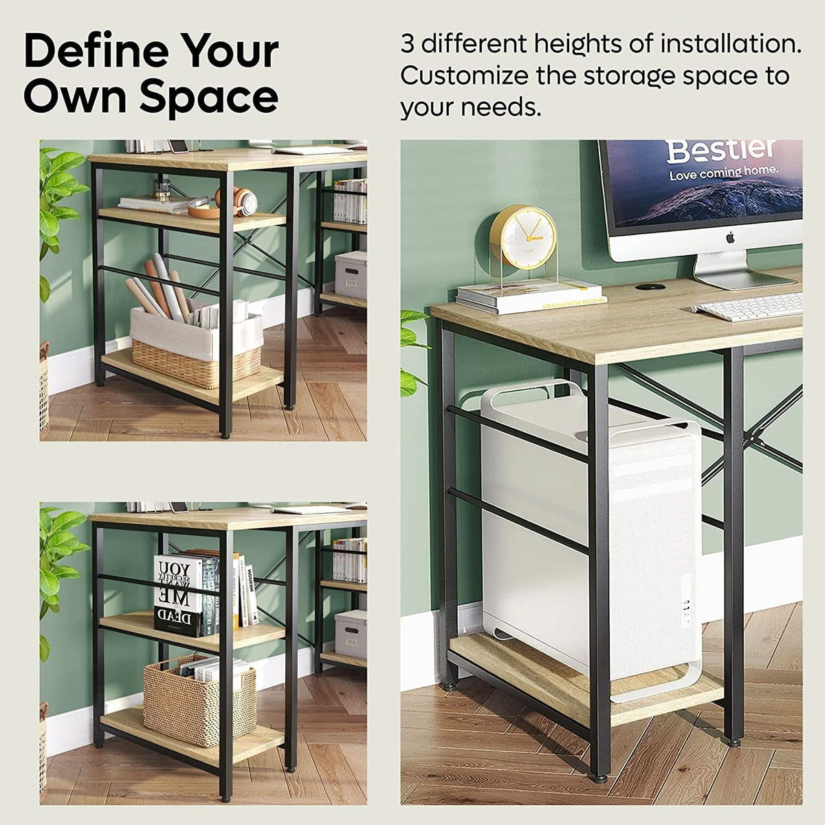 Large Oak L Shaped Desk With Shelves For Home Office