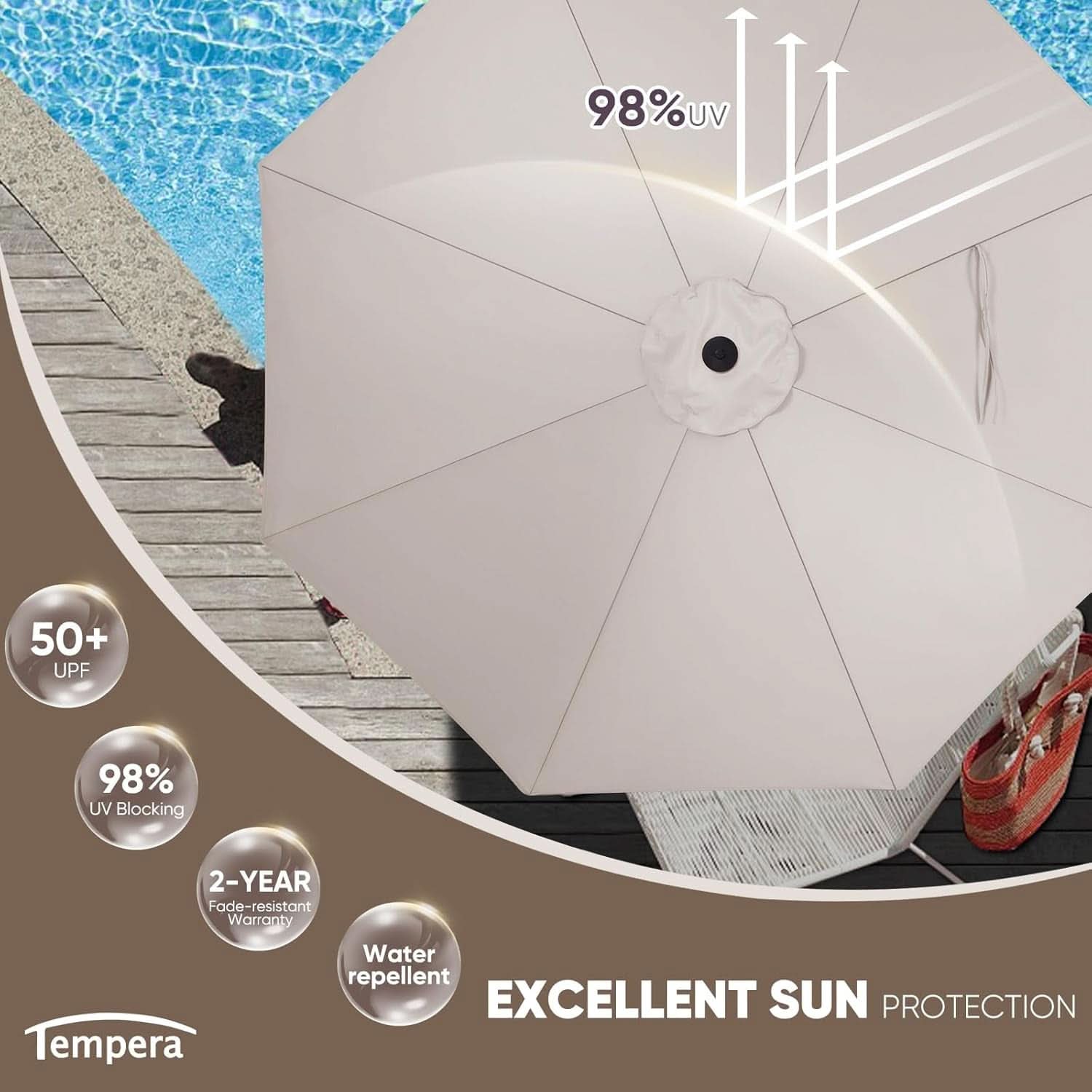 Large Patio Market Outdoor Umbrella With Push Button Tilt