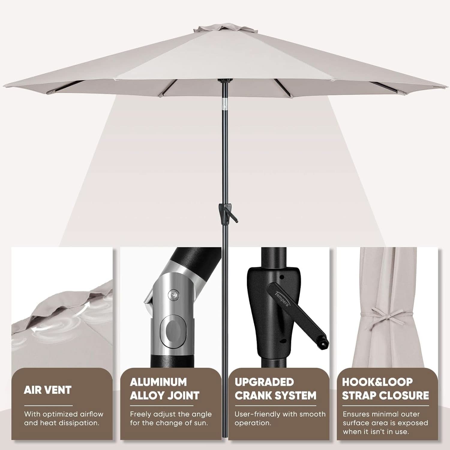 Large Patio Market Outdoor Umbrella With Push Button Tilt