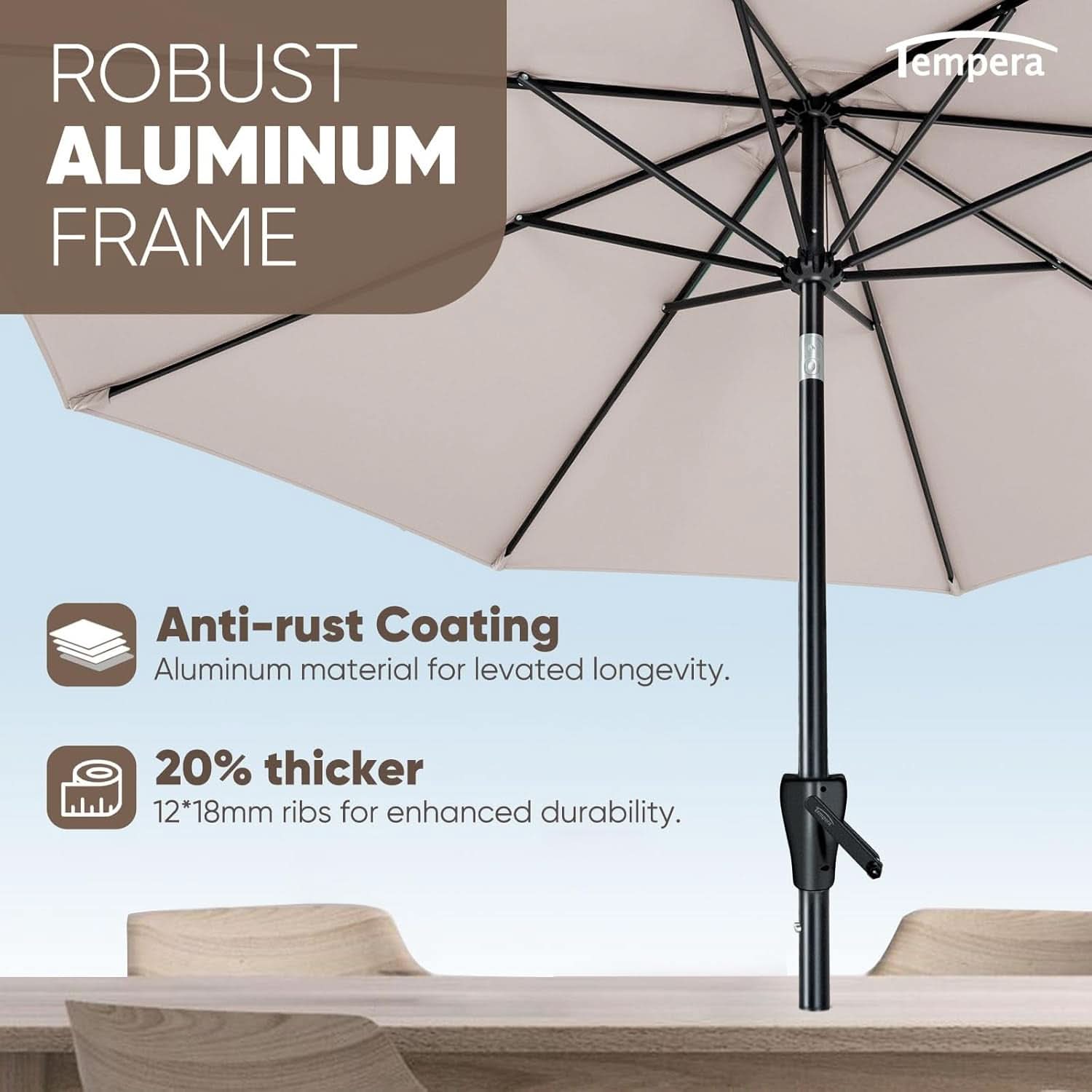 Large Patio Market Outdoor Umbrella With Push Button Tilt