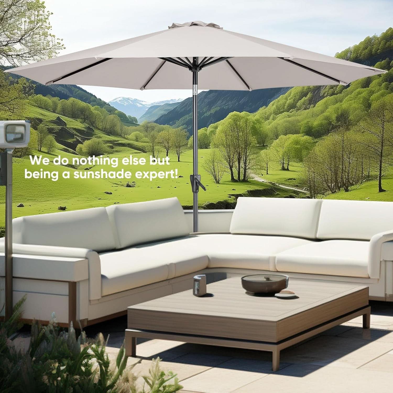 Large Patio Market Outdoor Umbrella With Push Button Tilt