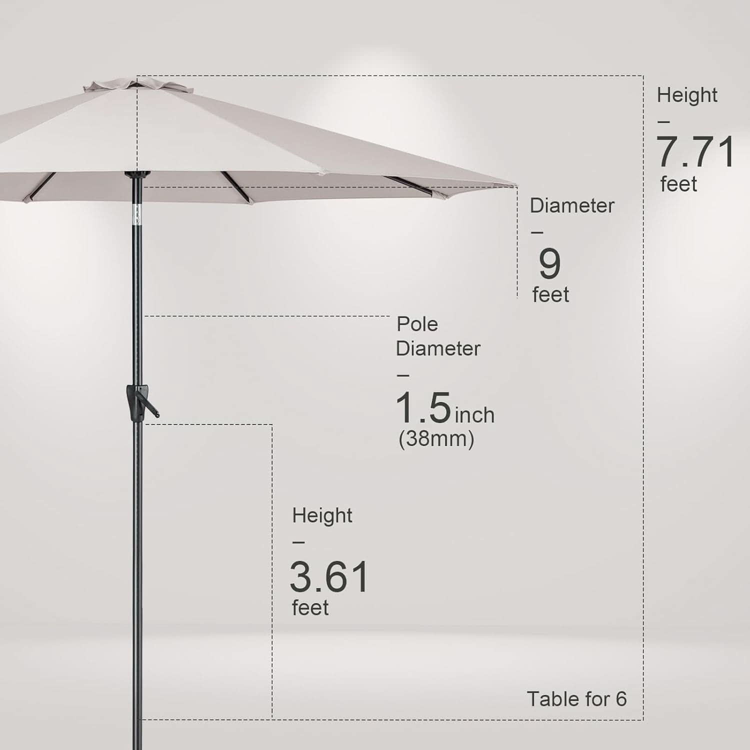 Large Patio Market Outdoor Umbrella With Push Button Tilt