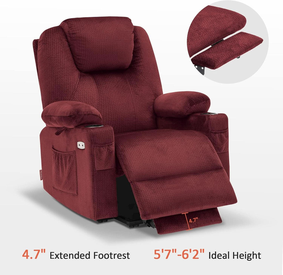 Large Power Lift Recliner Chair With Massage And Heat